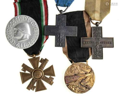 ITALY, KINGDOM LOT OF FOUR MEDALS AND A BADGE DIFFERENT META...