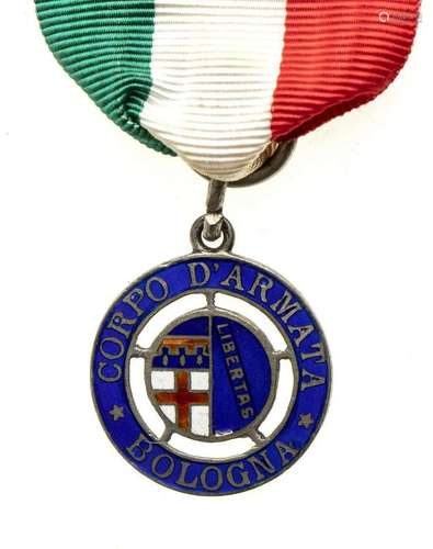 ITALY, KINGDOM ARMY CORPS, BOLOGNA SILVER, ENAMELS, 22.6 MM ...