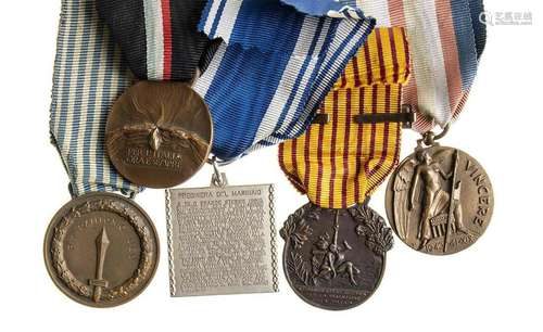 ITALY, KINGDOM LOT OF FIVE MEDALS BRONZE, DIFFERENT SIZES LO...