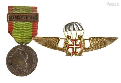 PORTUGAL 1916 CAMPAIGN MEDAL AND POST WW2 PARACHUTIST BADGE ...