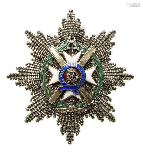 SERBIA ORDER OF TAKOVO, IV MODEL, GREAT CROSS PLAQUE SILVER,...