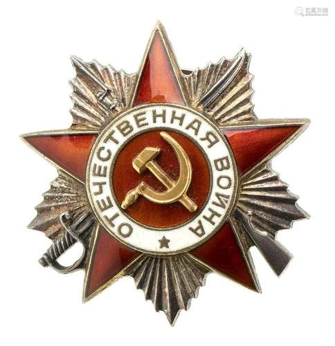 URSS ORDER OF THE PATRIOTIC WAR, II CLASS SILVER, GOLD, ENAM...