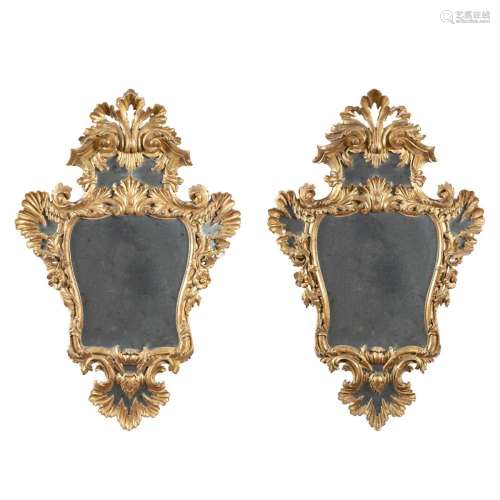 Pair of gilded wood mirrors