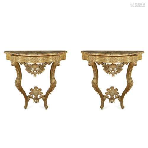 Pair of gilded wood consoles