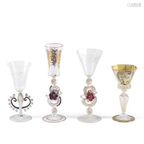 Group of collectible blown glass glasses (4)