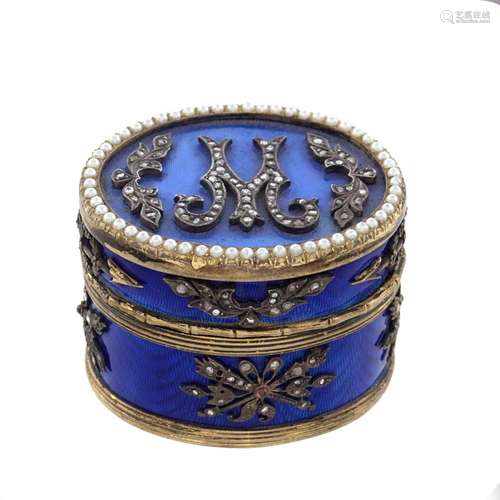 Gilded silver and enamel snuffbox