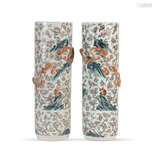 Pair of large Pink Family porcelian vases