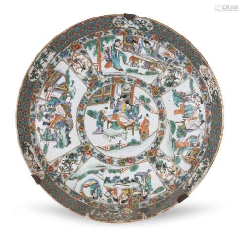 Large Green Family porcelain plate