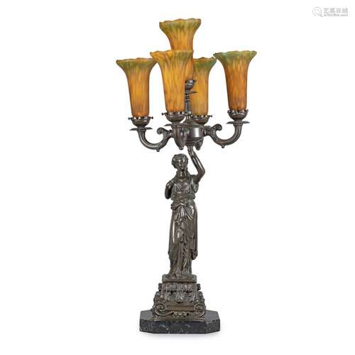 Burnished bronze table lamp