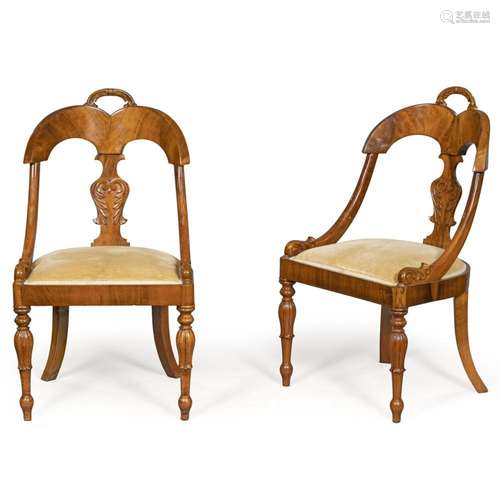 Ten walnut chairs