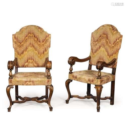 Pair of walnut armchairs