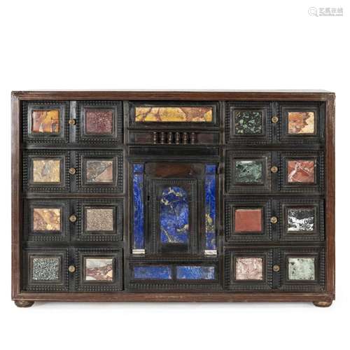 Wood and polychrome marble Coin cabinet