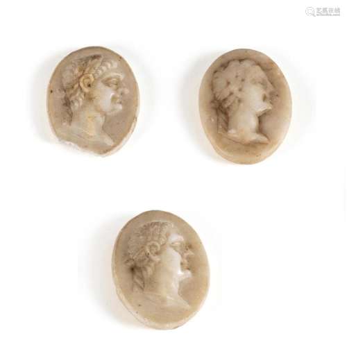 Three white marble cameos