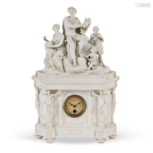 Karl Ens Volkstedt, biscuit porcelain table clock