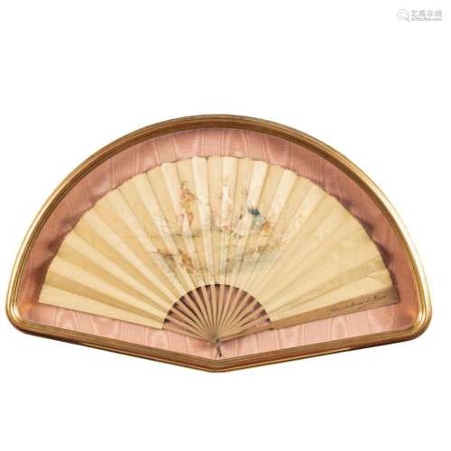 Wood and painted paper fan