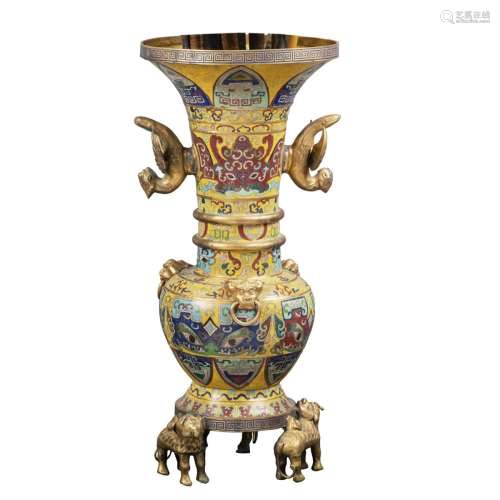 Bronze and cloisonné enamel vase