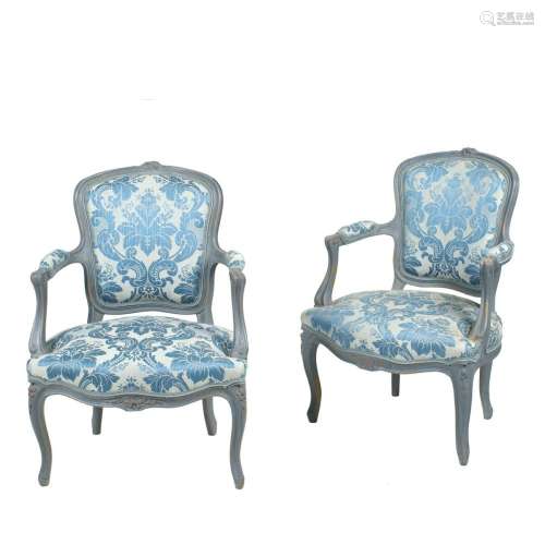 Pair of lacquered wood armchairs