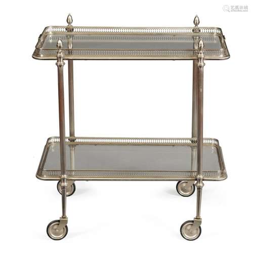 Silver metal and glass food trolley