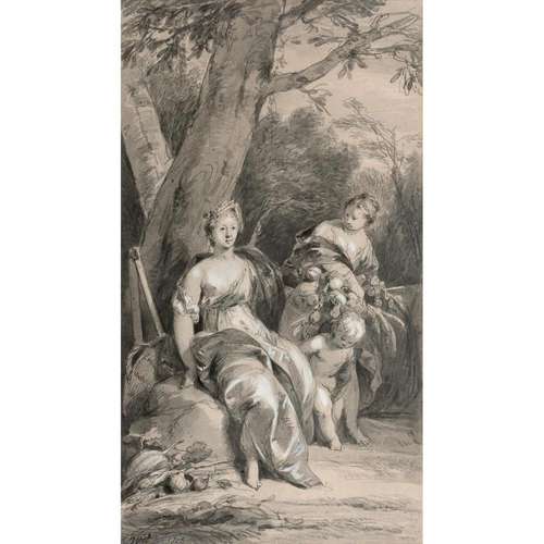 JACOB DE WIT (1695-1754) Allégorie du Printemps Lavis gris e...