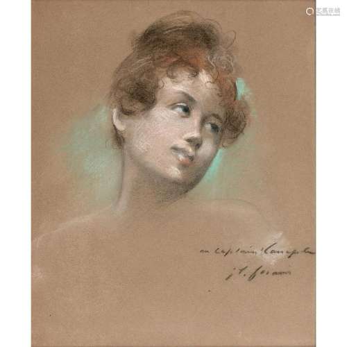 JEAN-LOUIS FORAIN (1852-1931) Portrait de jeune fille Pastel...