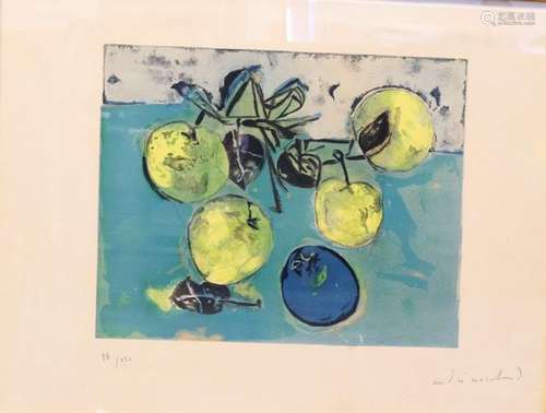 "Nature Morte aux pommes".Lithographie en couleur ...