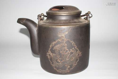紫砂包银大茶壶