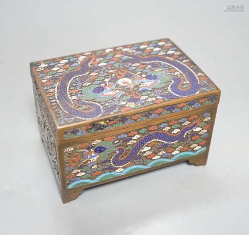 A Chinese bronze and cloisonné enamel ‘dragon’ box and cover...