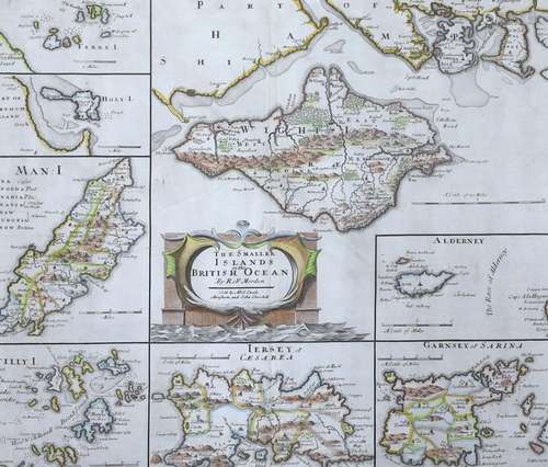 Robert Morden, coloured engraving, Map of The Smaller Island...