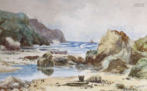 Edwin Ellis (1842-1895), watercolour, Coastal scene, signed,...