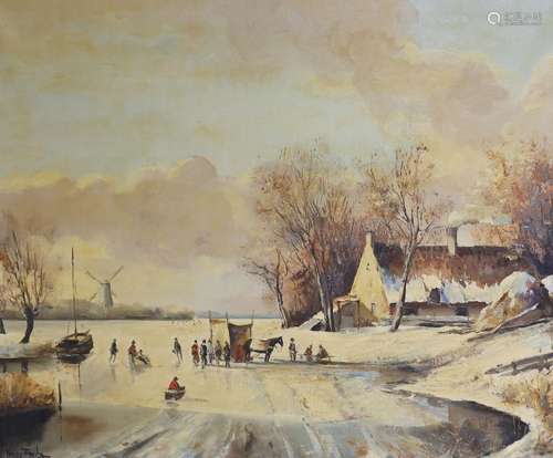 Anita Nagy, oil on canvas, Dutch winter landscape, signed, 5...