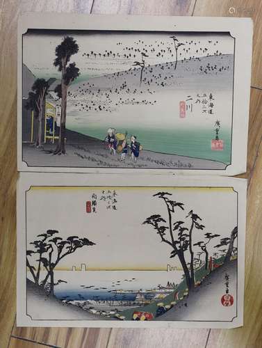 Japanese School, two woodblock prints, Landscapes, from the ...