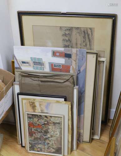 Modern British, a group of assorted paintings and prints, in...