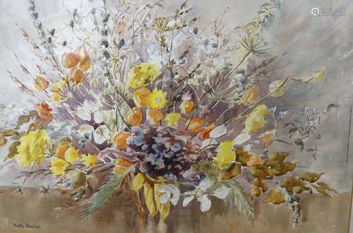 Betty Bestall, watercolour, Still life of flowers, signed, 3...