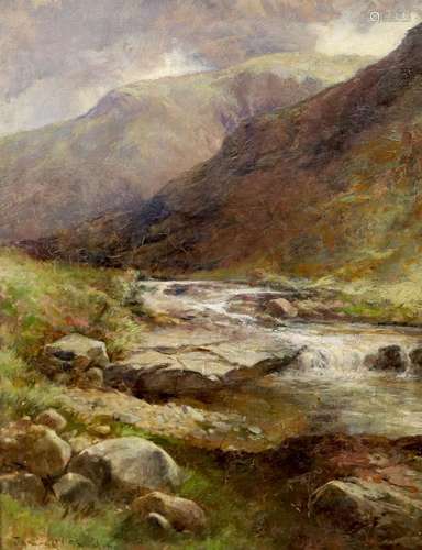 James G.H. Spindler (1862-1916), oil on canvas, Mountain str...