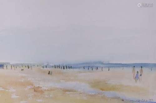 Dominic Cole, watercolour, Beach scene, signed and dated 197...