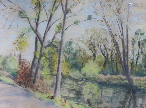 Paul Lucien Maze (1887-1979), pastel, River landscape, signe...