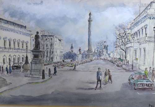 English School, ink and watercolour, Portland Place, 20 x 30...