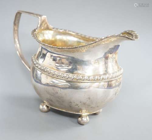 A late George III silver cream jug, J.S?, London, 1817, 10.2...