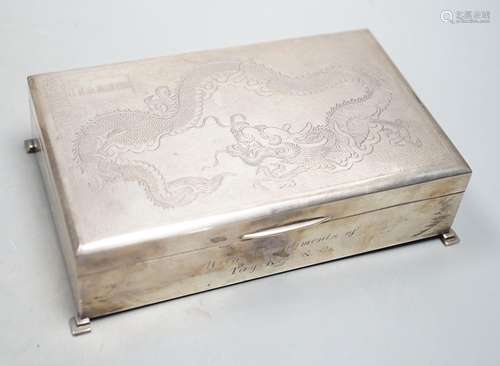 A Chinese Export sterling mounted cigarette box, Lee Yee Hin...