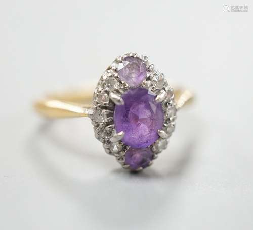 An early 20th century 18ct & plat, amethyst and diamond ...