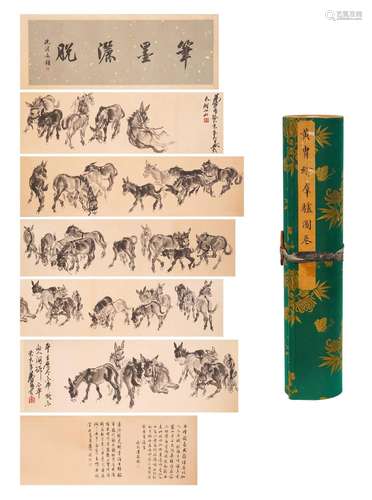 Huang Zhou, Chinese Donkey Painting Hand Scroll