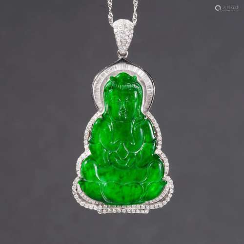 Carved Jadeite Buddha Pendant