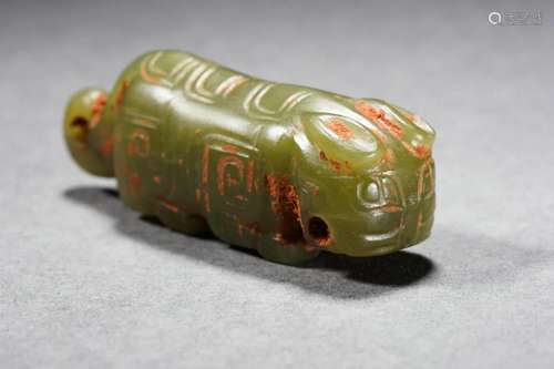 Carved Celadon Jade Beast Ornament