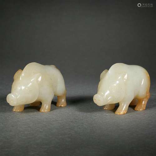 Pair of Jade Hound Ornaments