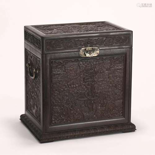 Carved Sandalwood Curio Chest