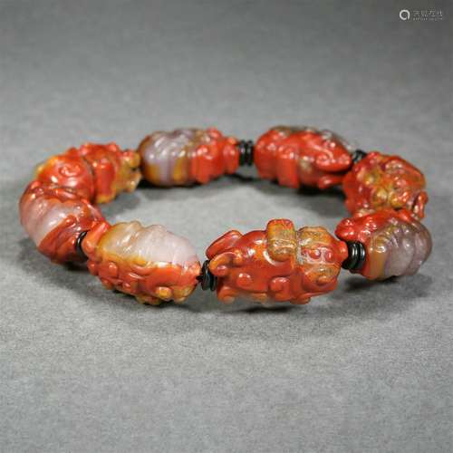 Carved Agate Beads Hand String