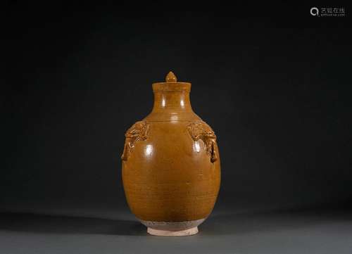 Yellow Glaze Pottery Jar