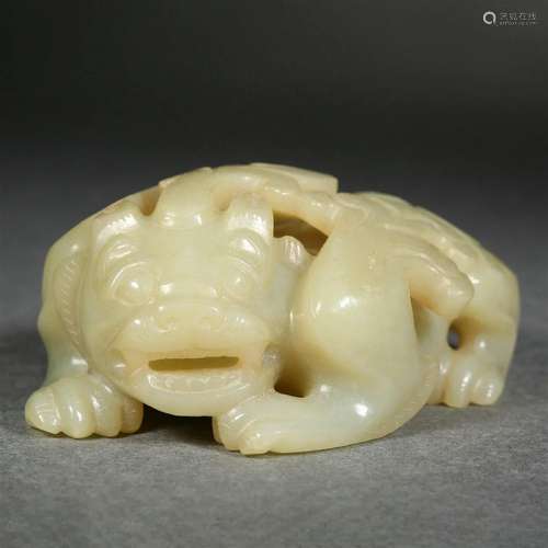 Carved White Jade Beast Ornament