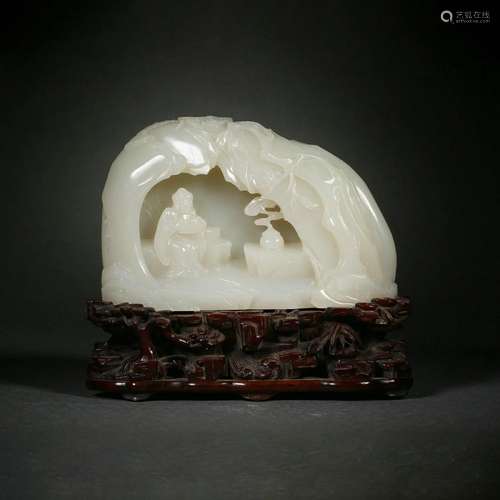 Carved Hetian Jade Scholar Boulder