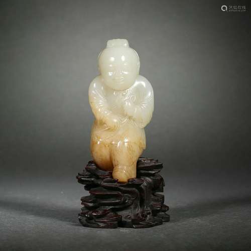 Carved Hetian Jade Boy Ornament